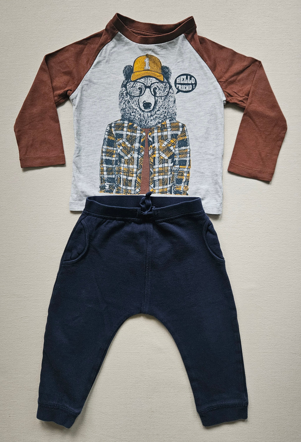 Vertbaudet & NEXT Jungen-Set mit Bärenprint | Gr. 80/86