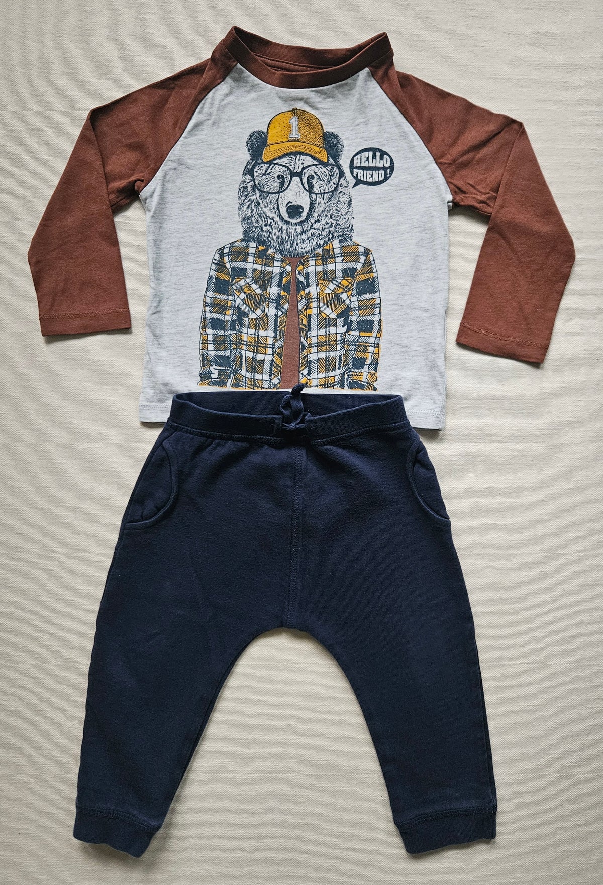 Vertbaudet & NEXT Jungen-Set mit Bärenprint | Gr. 80/86