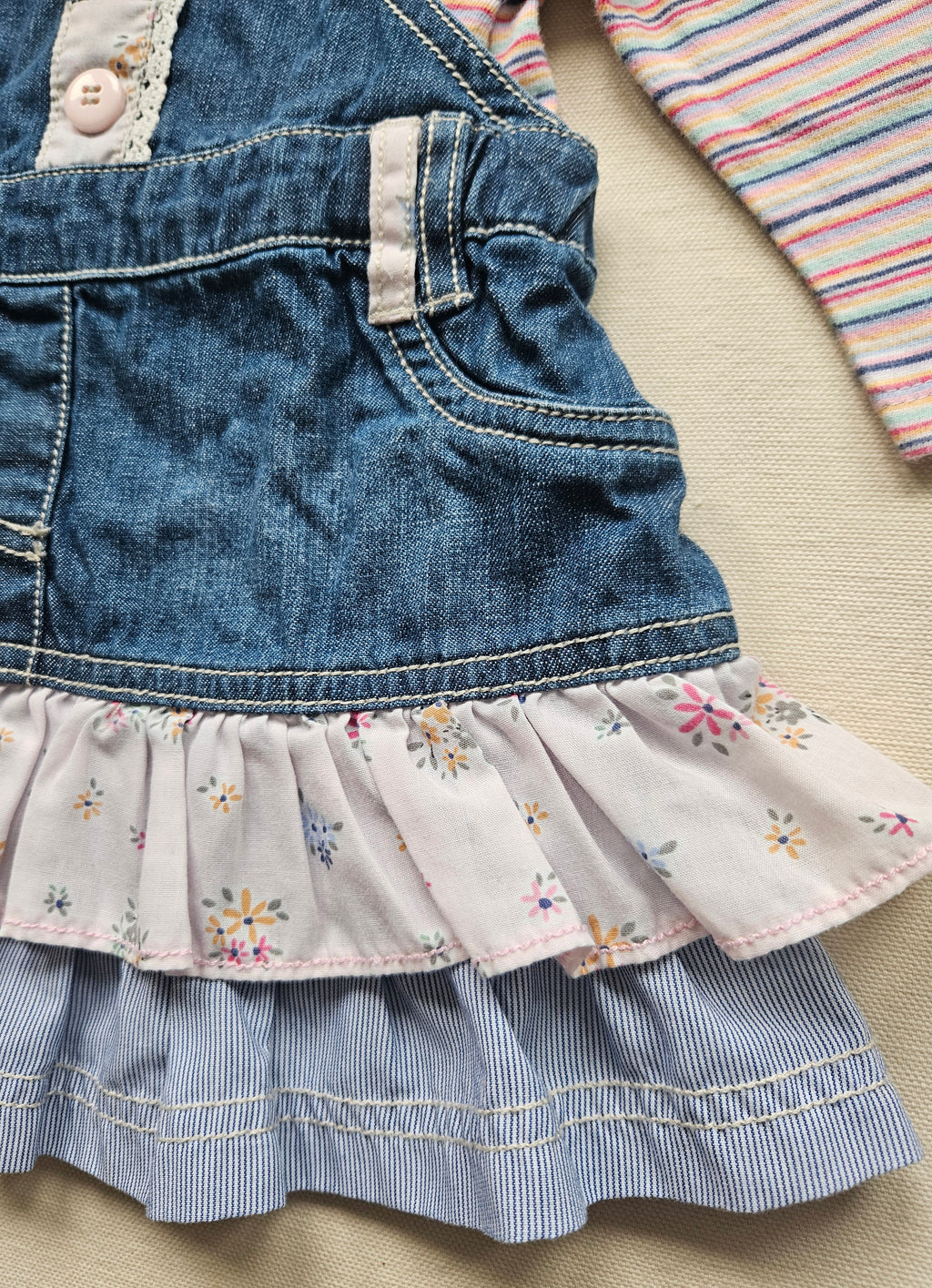 Next Baby 2-teiliges Set aus Jeans-Latzkleid & Langarmshirt | Gr. 68