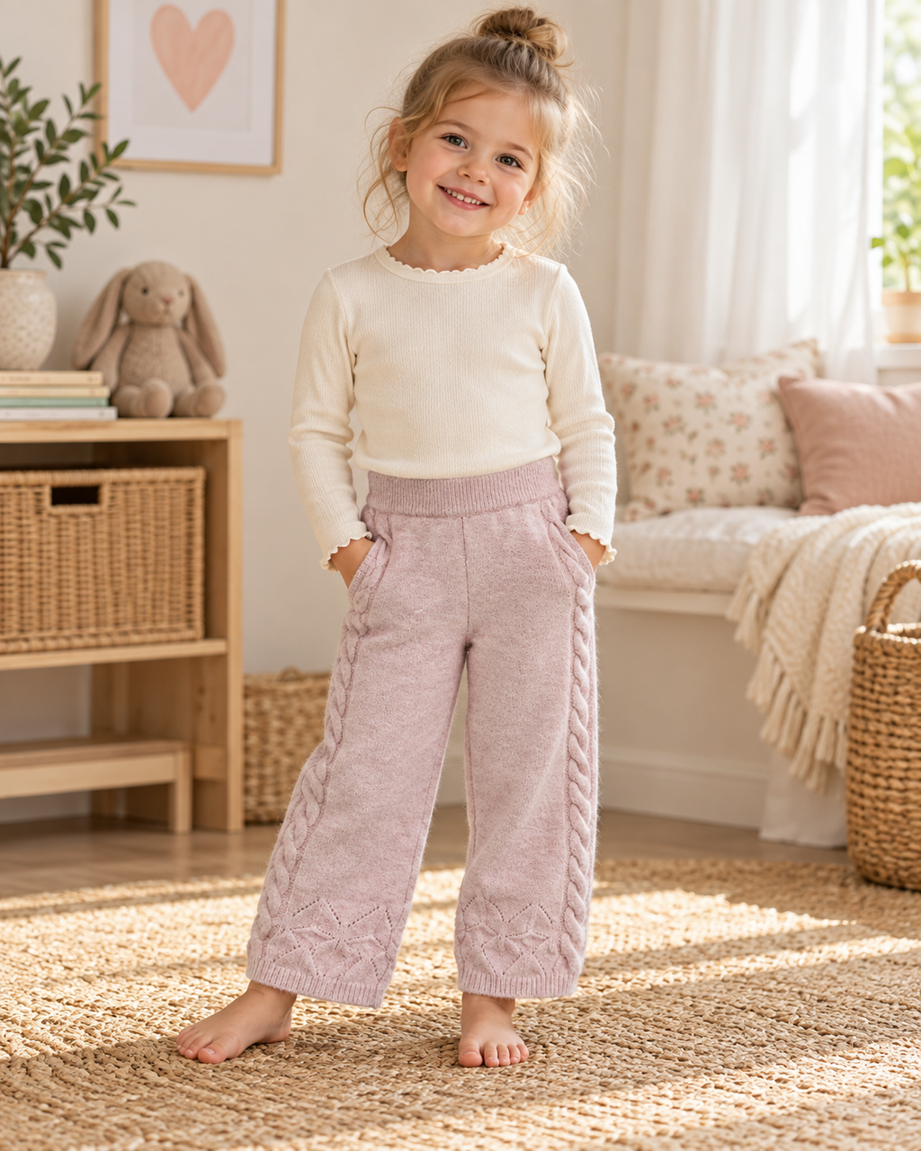 Monsoon Children Strickhose in Altrosa mit Zopfmuster ❄️ | Gr. 98/104