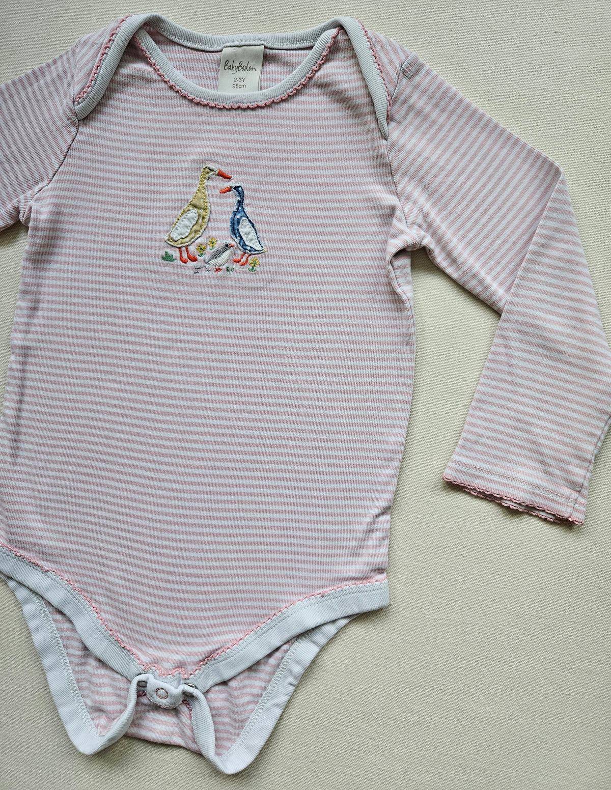 Baby Boden Langarmbody mit Gänse-Stickerei | Gr. 98