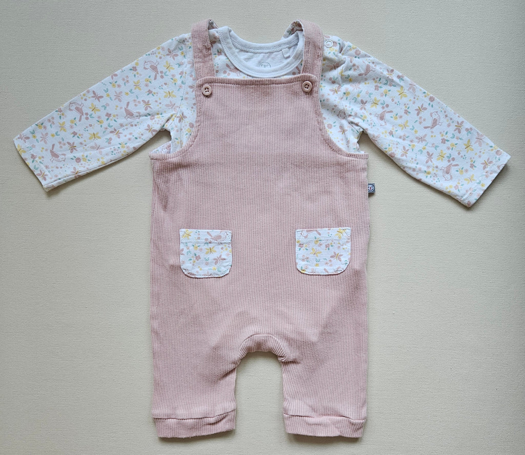 Liegelind 2-teiliges Baby-Set – Latzoverall & Blumenbody | Gr. 62/68