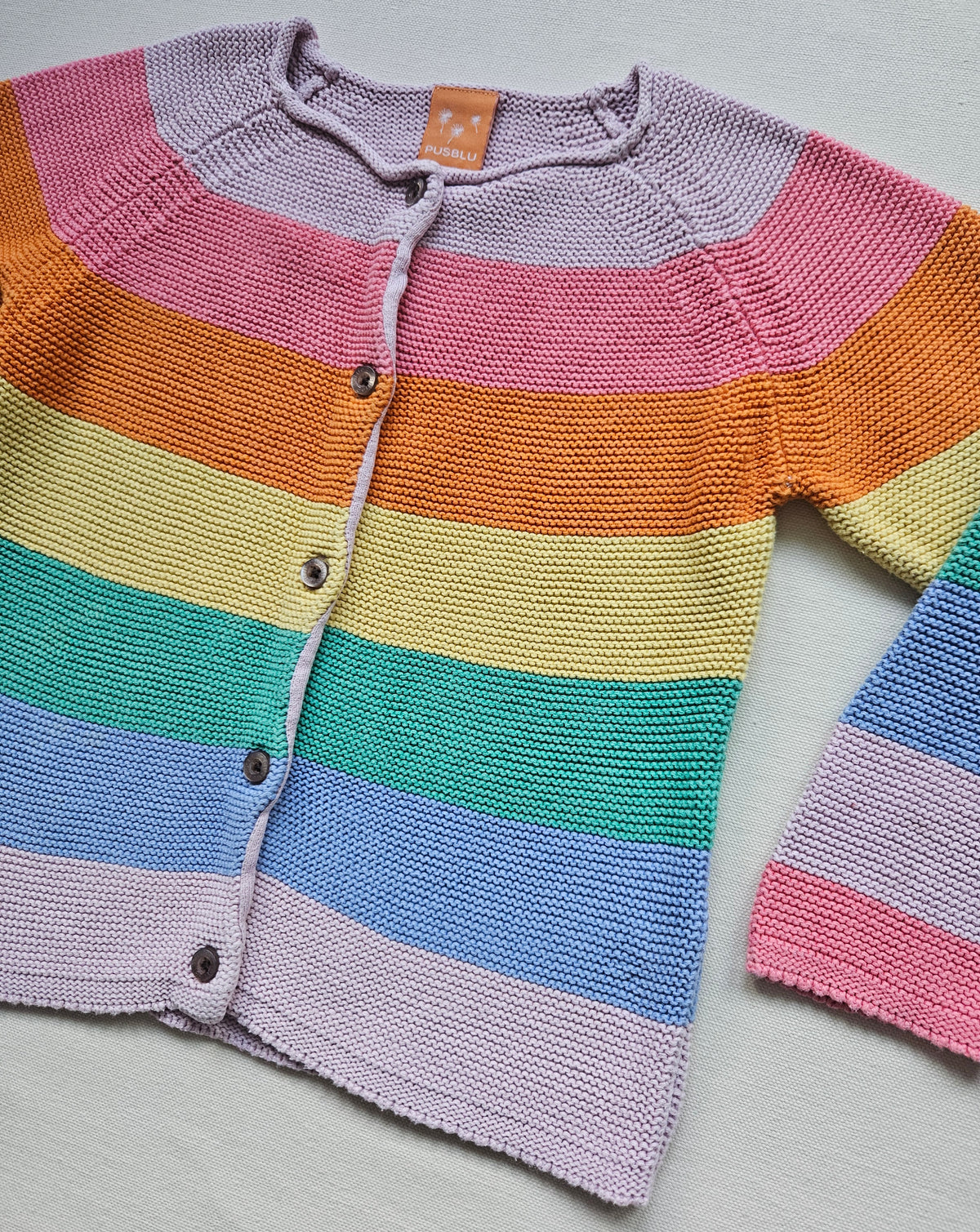 PUSBLU Regenbogen-Strickjacke aus Baumwolle 🌈 | Gr. 104
