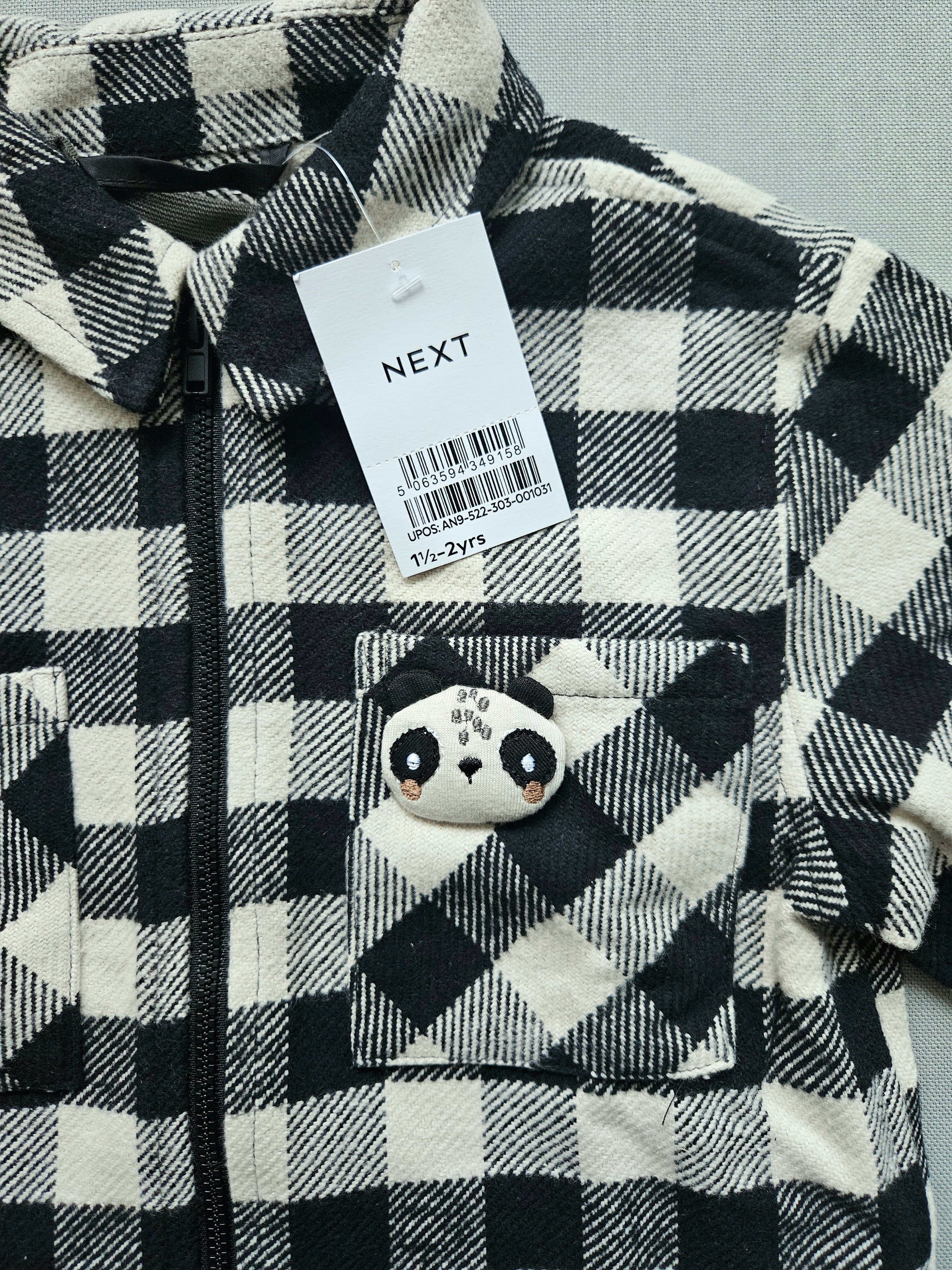 Set Panda NEU Karo Jacke + Shirt - Größe 92 - NEXT