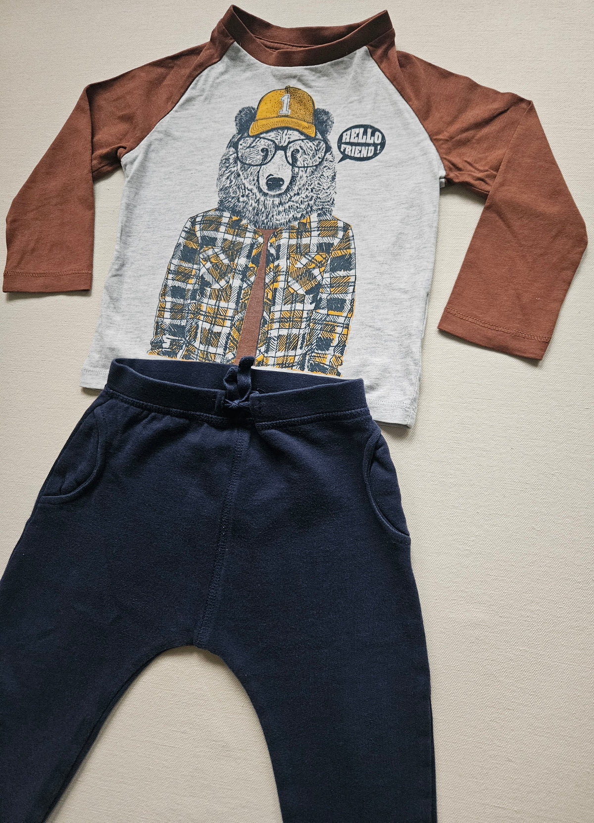 Vertbaudet & NEXT Jungen-Set mit Bärenprint | Gr. 80/86