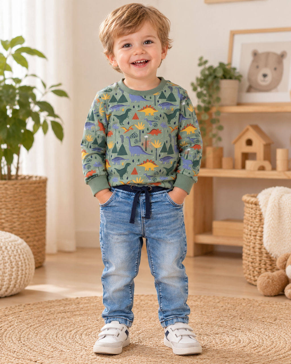 ALANA Dino-Outfit – Langarmshirt & Jeans 🦖 | Gr. 92/98