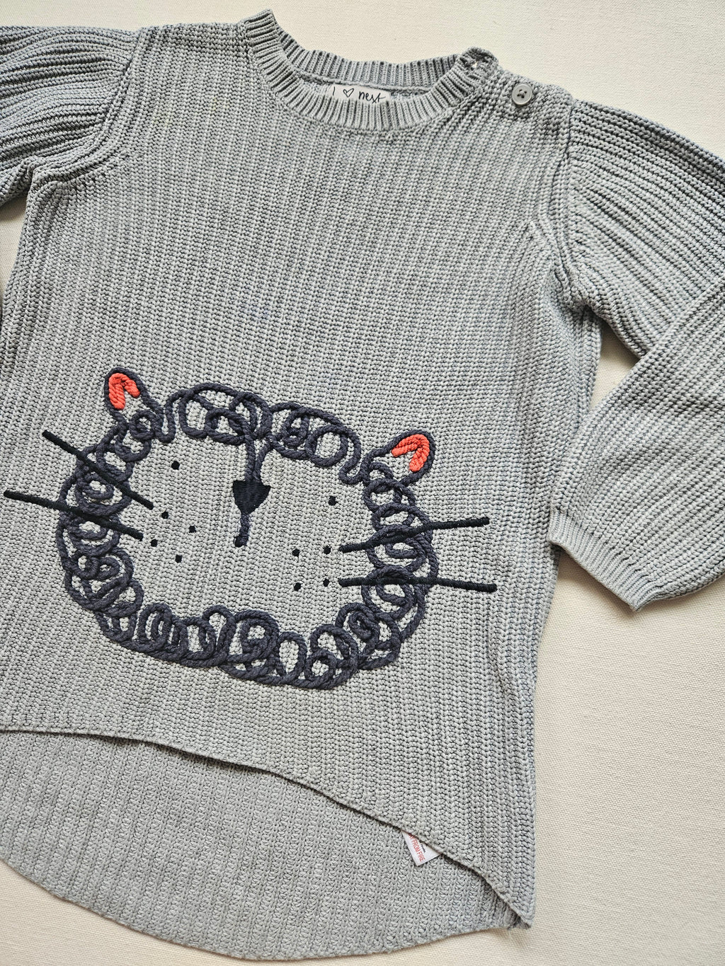 Next Strickpullover Katze grau 🦁 | Gr. 98