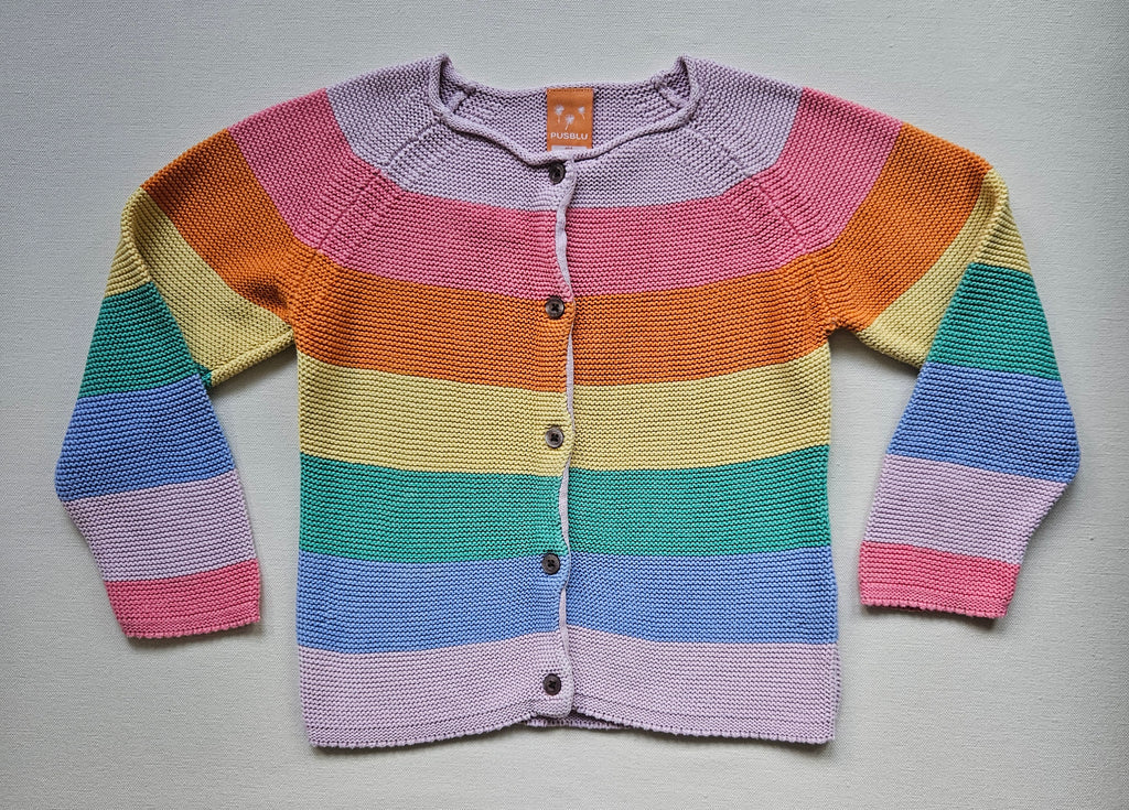 PUSBLU Regenbogen-Strickjacke aus Baumwolle 🌈 | Gr. 104