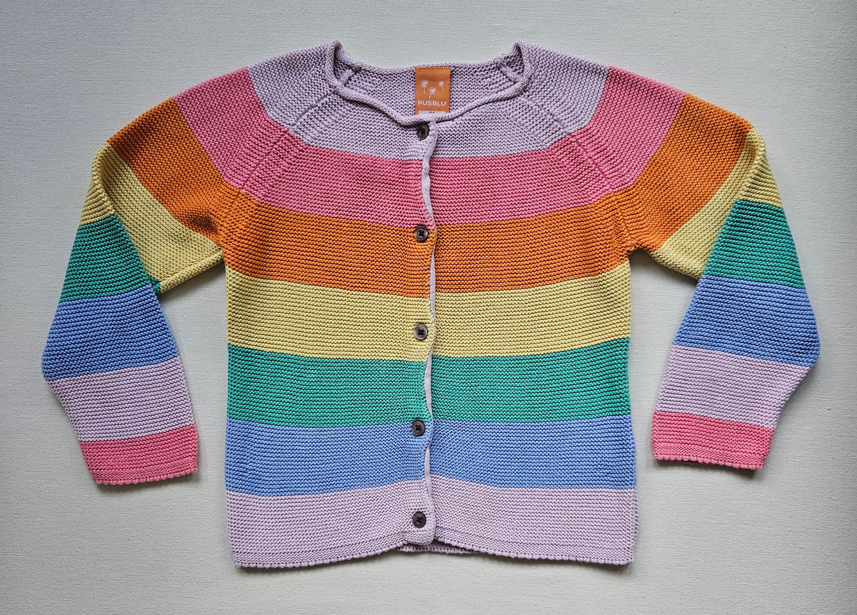 PUSBLU Regenbogen-Strickjacke aus Baumwolle 🌈 | Gr. 104