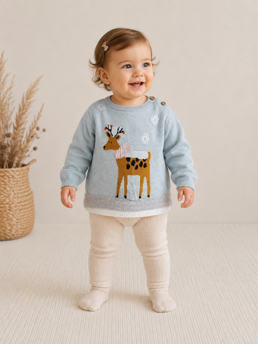 Hema Strickpullover mit Reh-Motiv 🦌 | Gr. 80