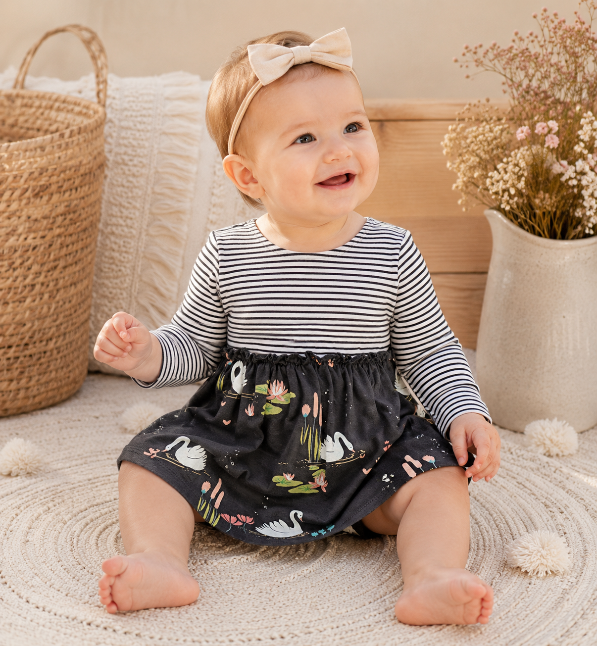 Next Kleid mit Schwanen-Print 🦢 | Gr. 74