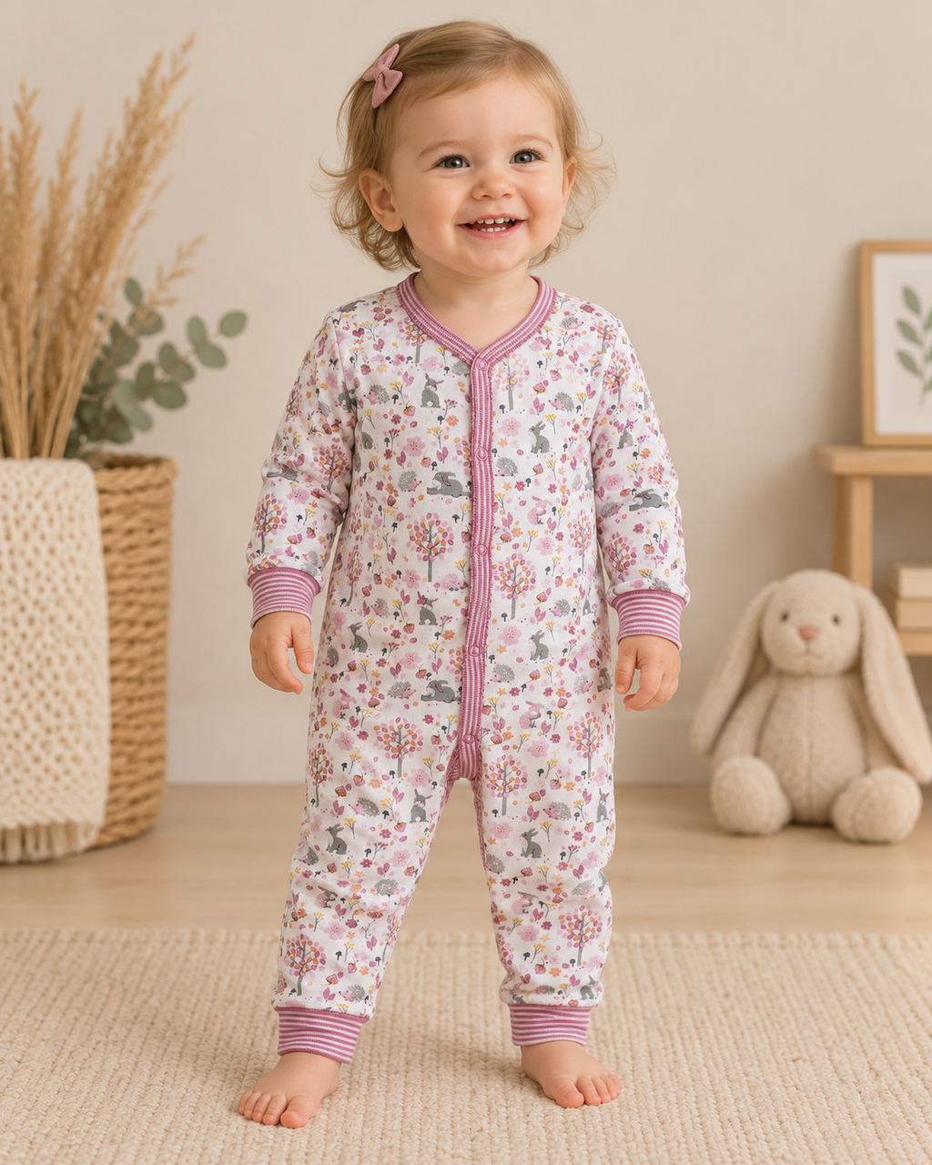 People Wear Organic Overall mit Waldtier-Print 🌸🦔 | Gr. 86/92