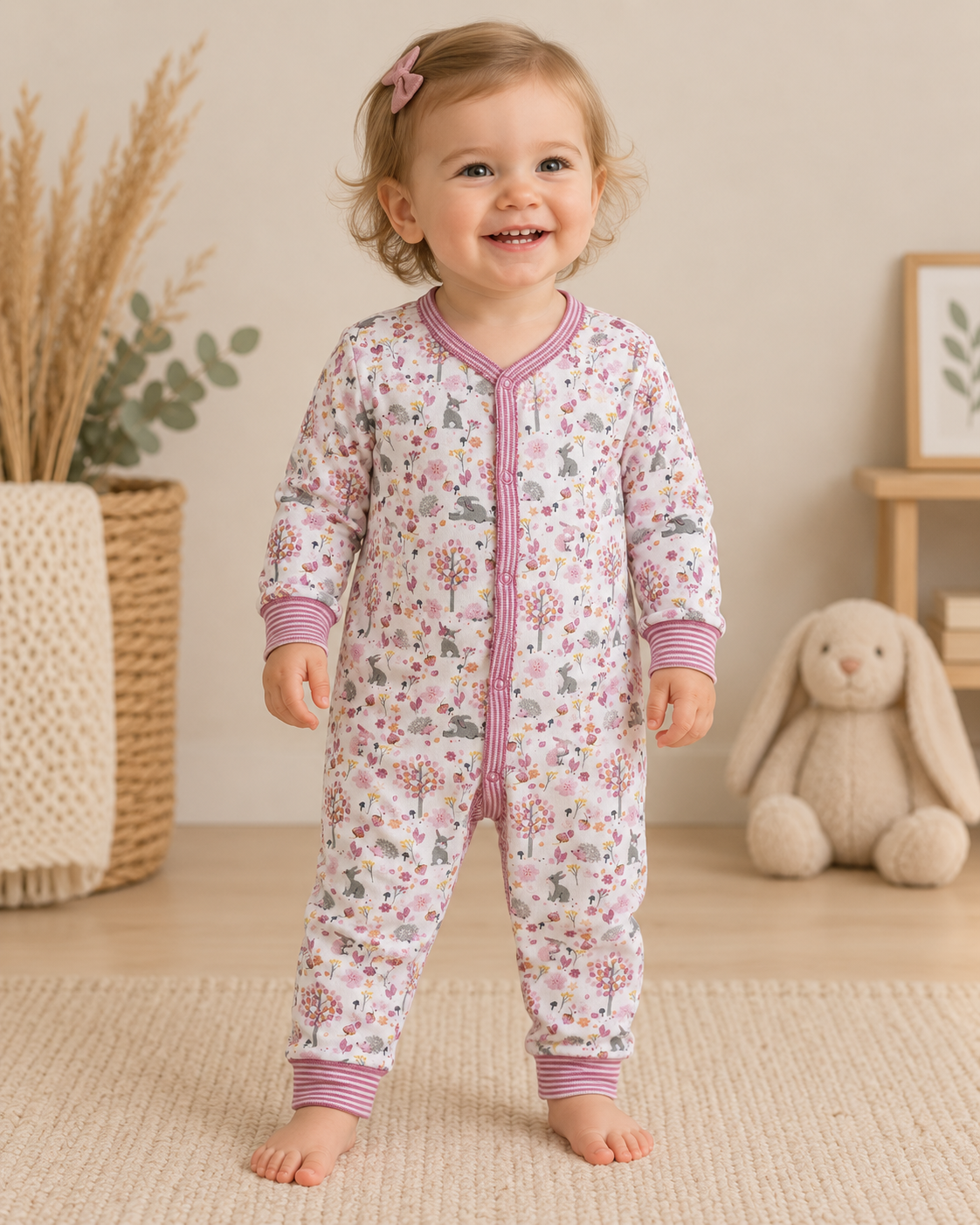 People Wear Organic Overall mit Waldtier-Print 🌸🦔 | Gr. 86/92