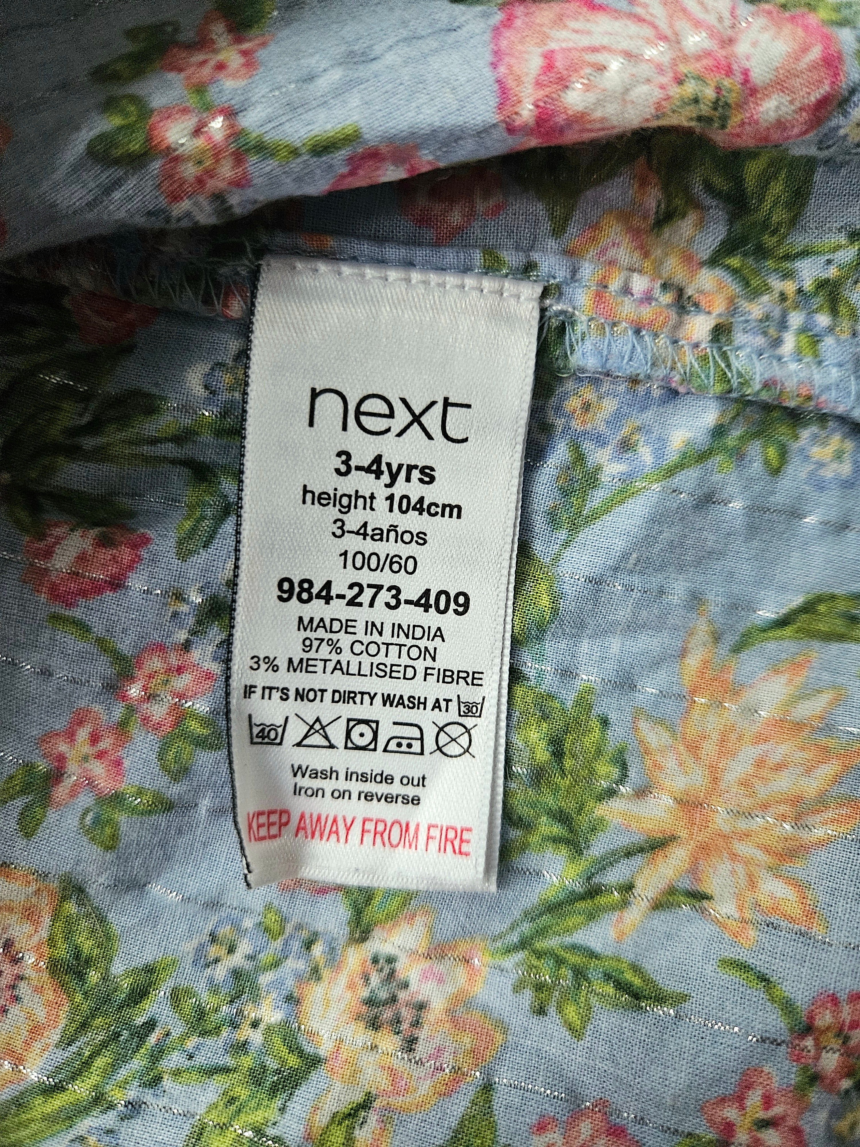 Sommer Tunika Blumen hellblau – Gr. 104 – NEXT