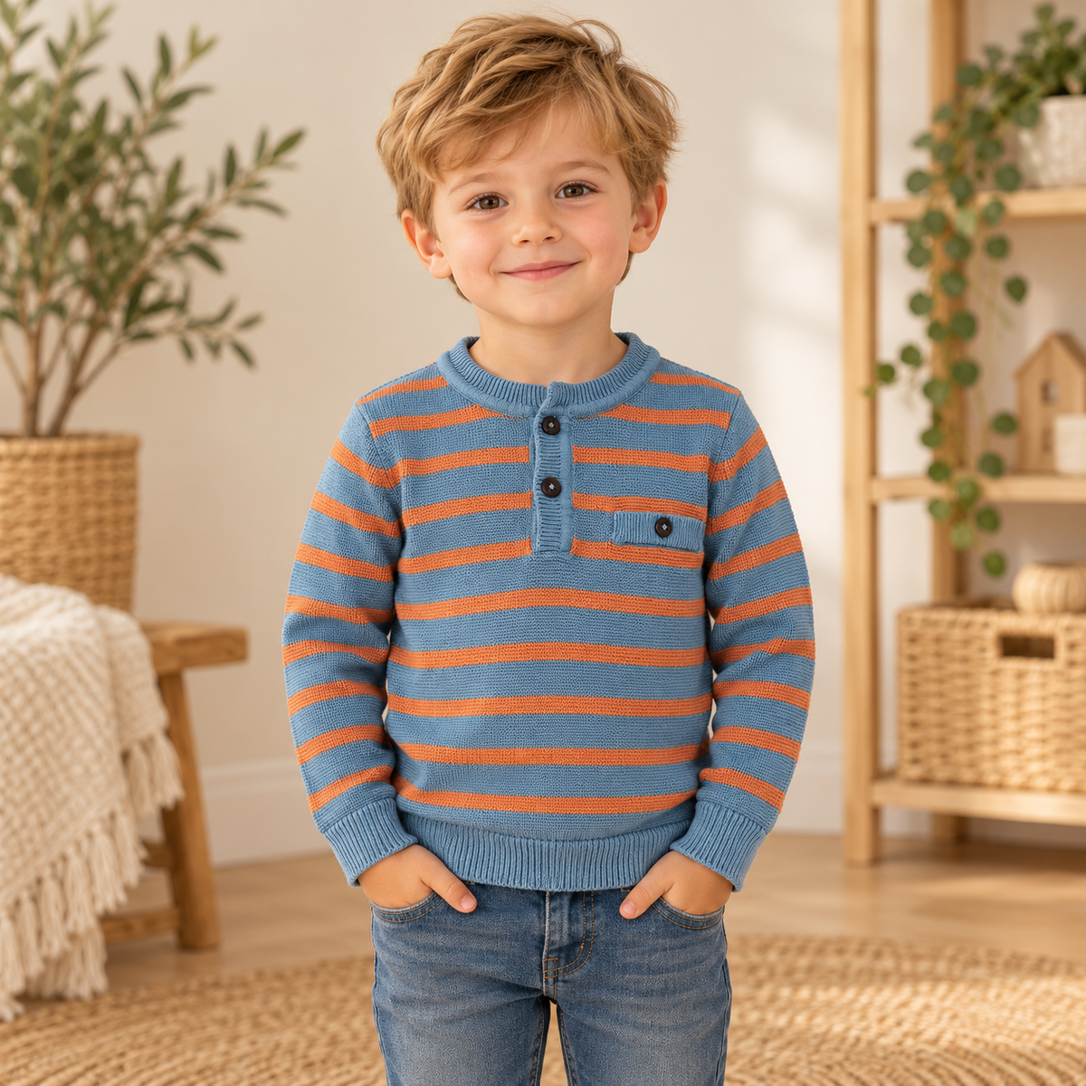 PUSBLU Jungen-Strickpullover gestreift | Gr. 104