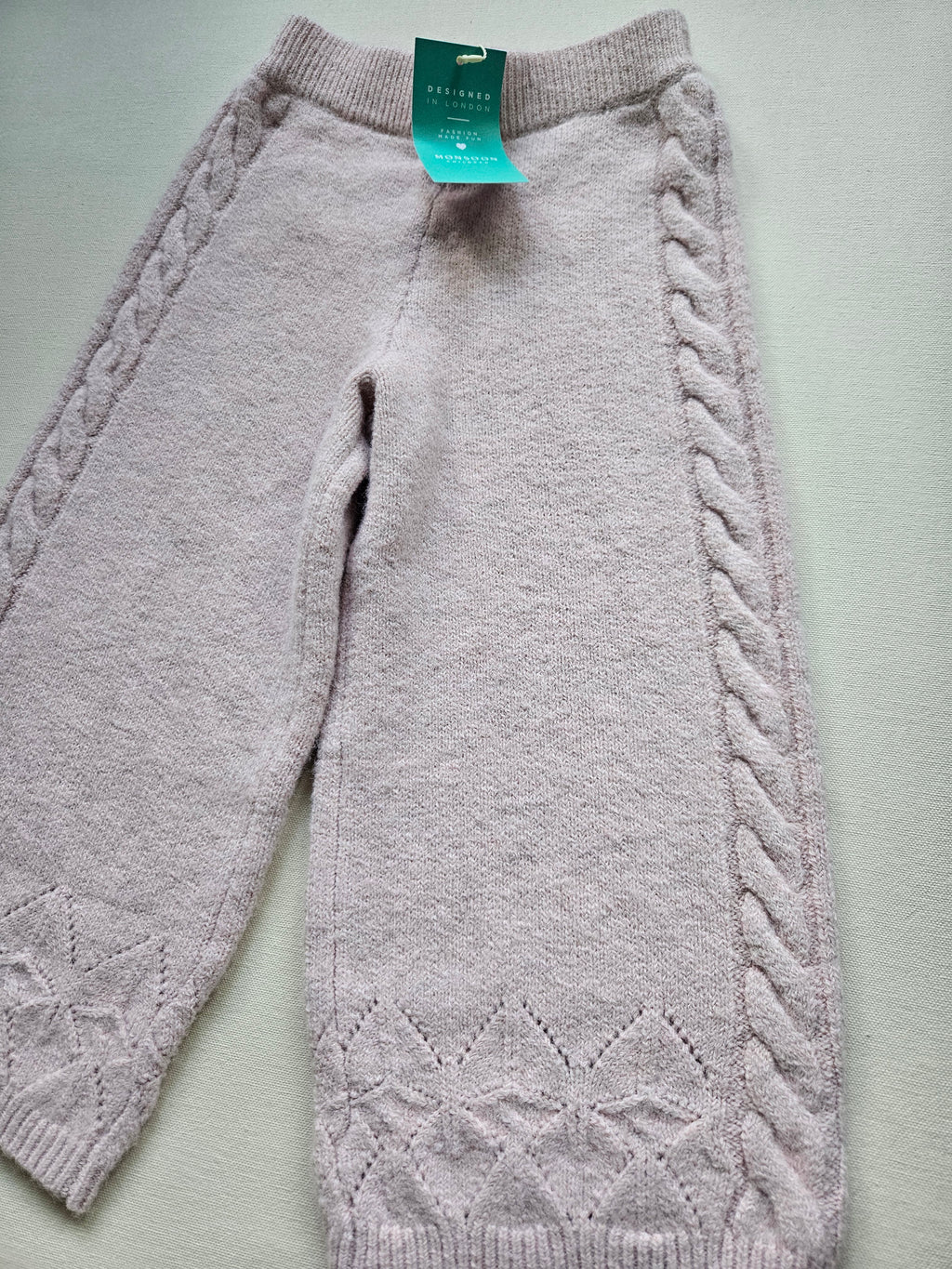 Monsoon Children Strickhose in Altrosa mit Zopfmuster ❄️ | Gr. 98/104