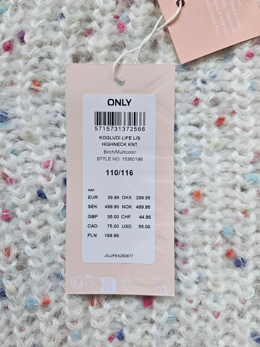 ONLY Kuschelpullover mit bunten Sprenkeln | Gr. 110/116