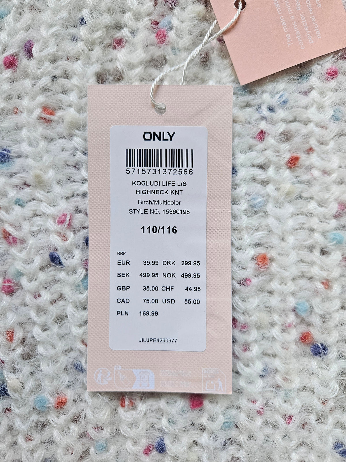 ONLY Kuschelpullover mit bunten Sprenkeln | Gr. 110/116