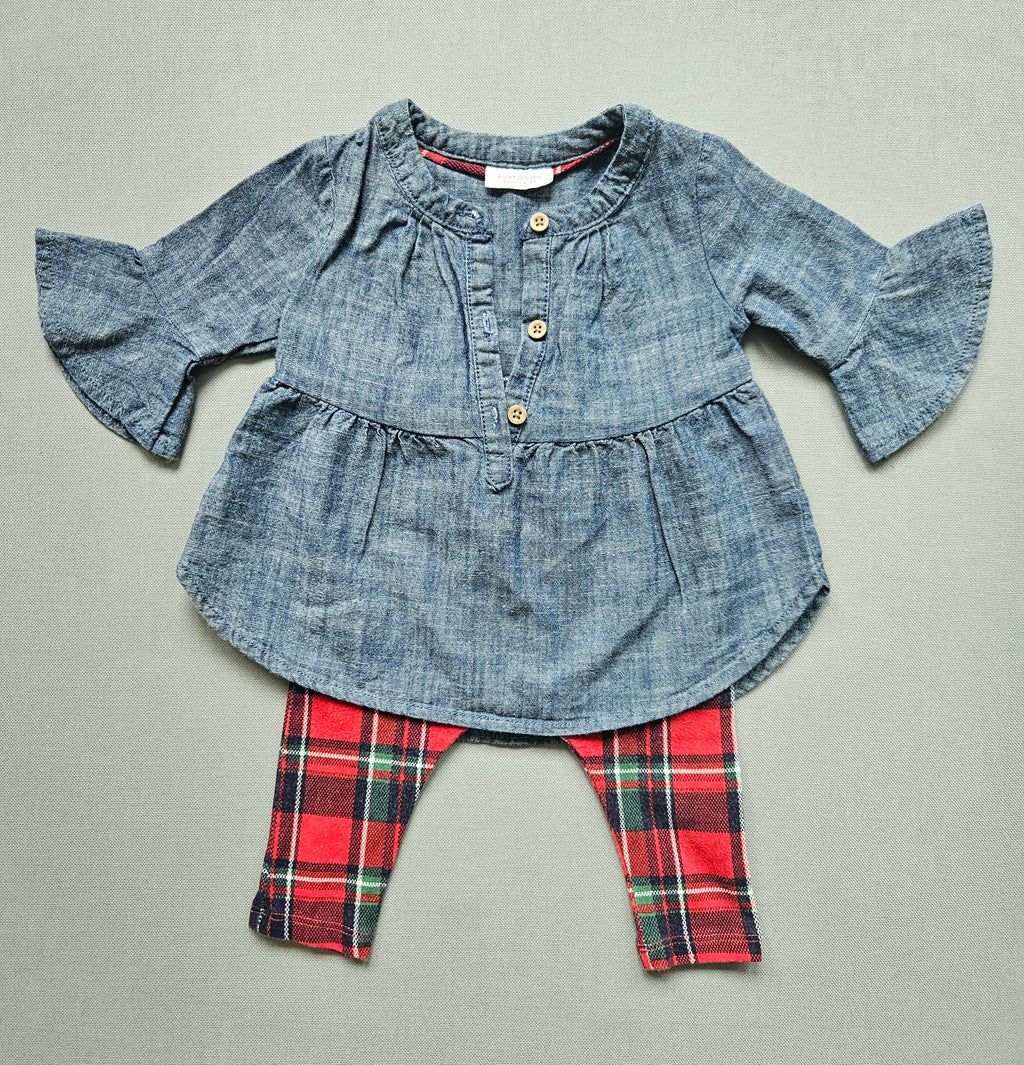 Next Outfit-Set Denim-Tunika + Leggings | Gr. 68