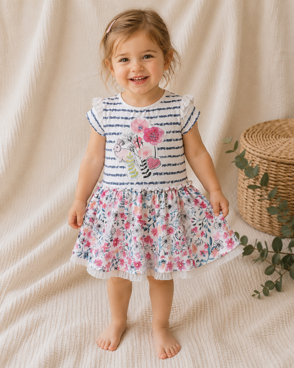 Cakewalk Kleid mit Blumenprint & Häschen 🐇🌸 | Gr. 98