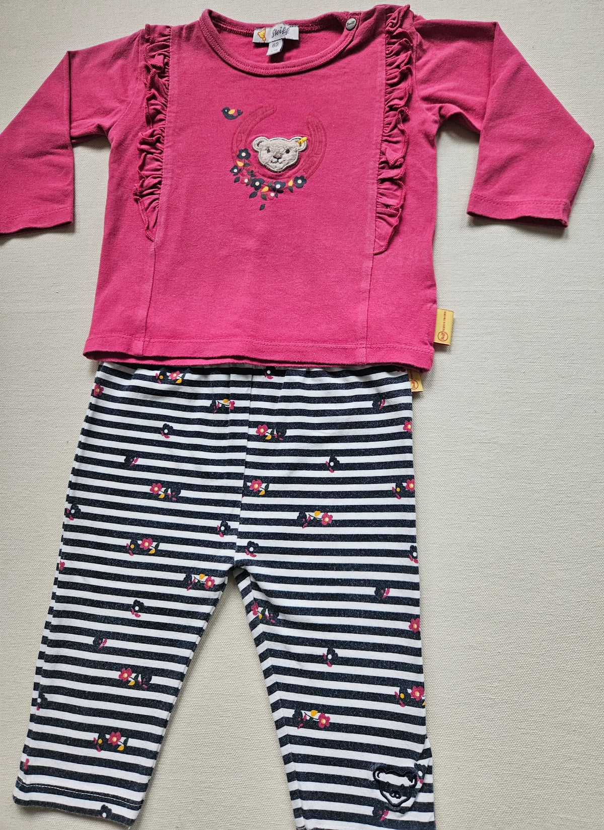 Steiff Mädchen-Set mit Teddy & Blumen 🌺 | Gr. 62/68