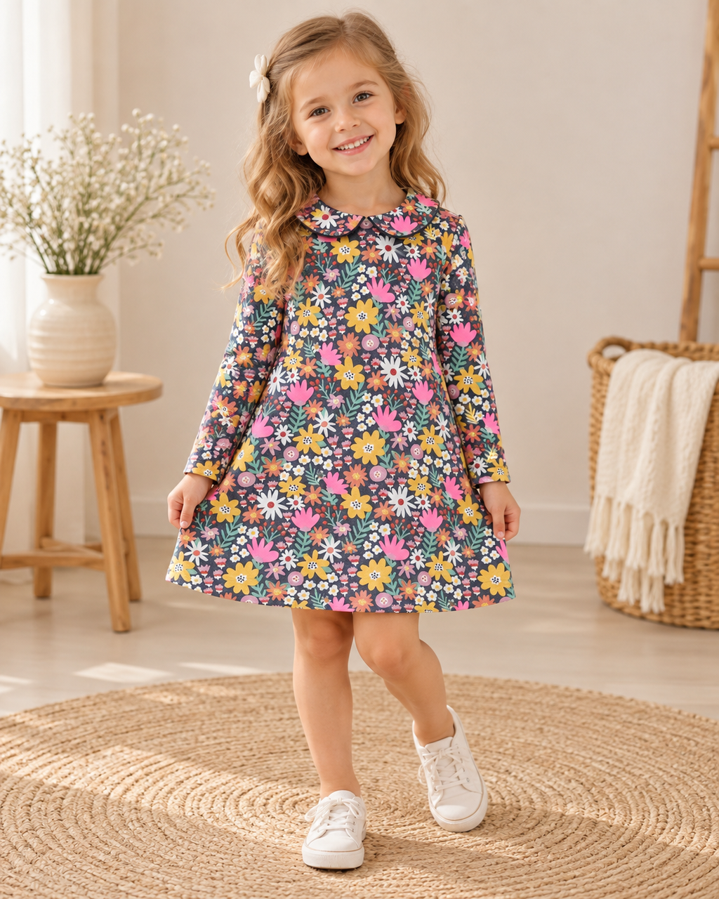 Nula Bug Blumenkleid mit Bubikragen 🌸 | Gr. 110