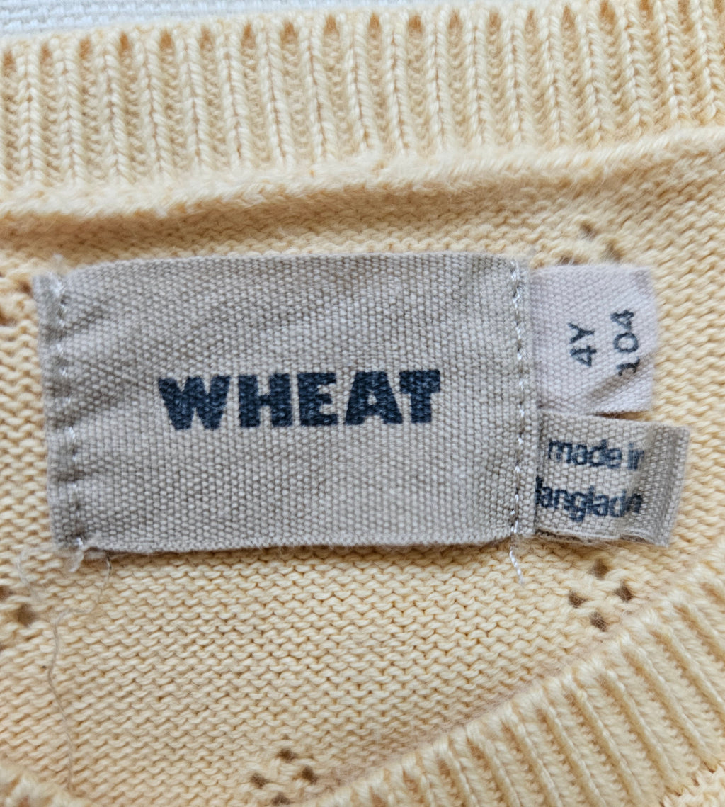WHEAT Strickjacke – Zartgelb mit Lochstrickmuster | Gr. 104