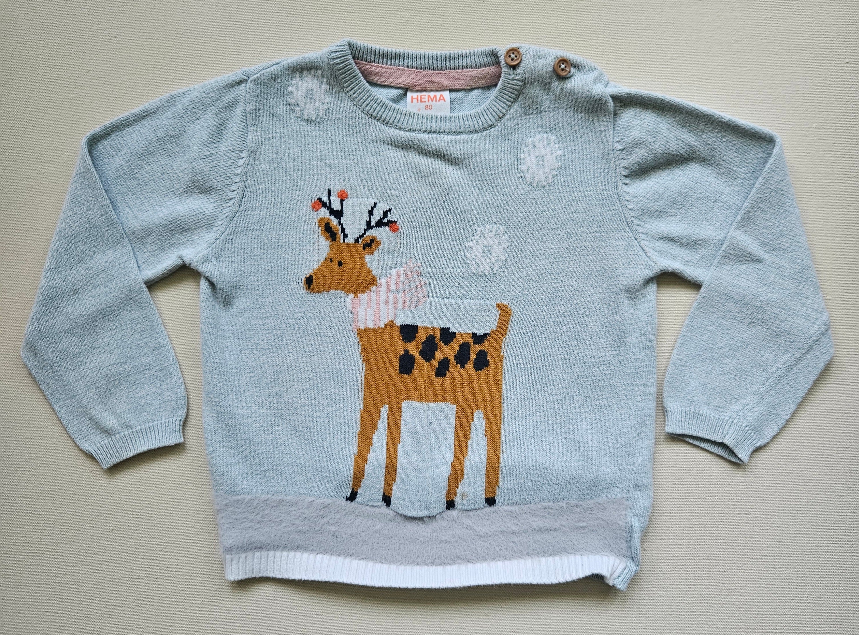 Hema Strickpullover mit Reh-Motiv 🦌 | Gr. 80