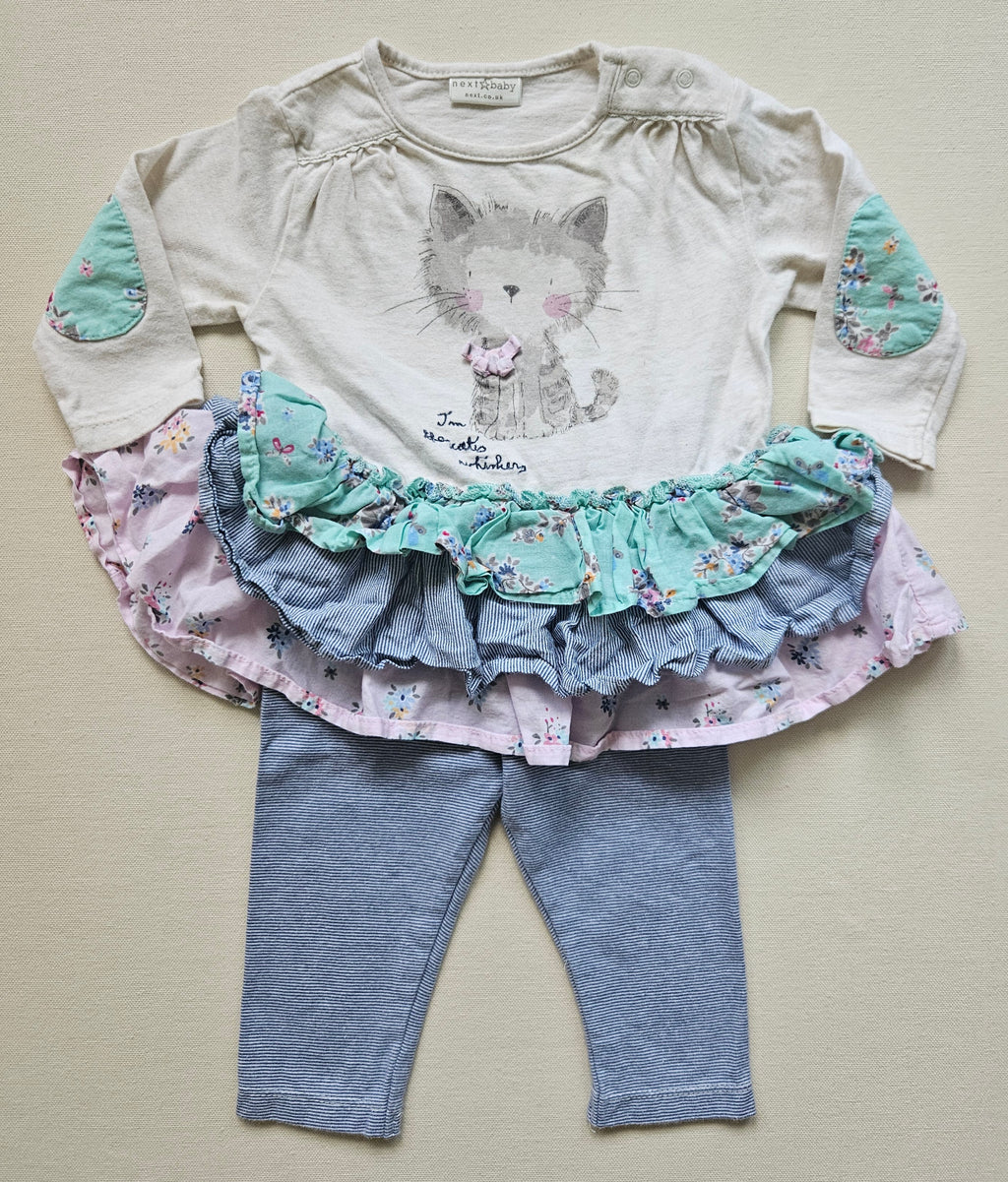 Next Baby 2-teiliges Set mit Katze & Volant | Gr. 68