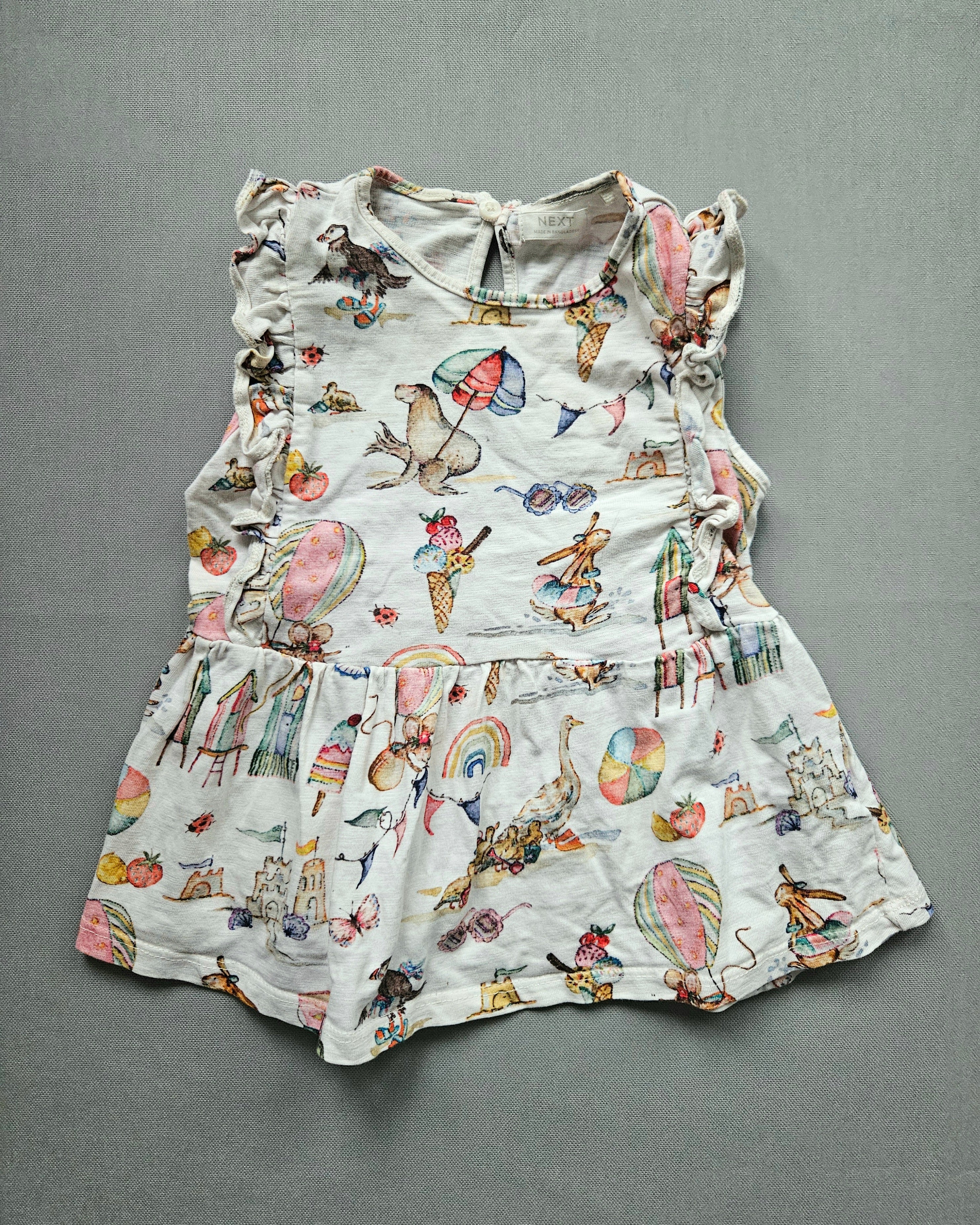 Sommer Tunika bunt mit Tier- & Strandmotiv – Gr. 104 – NEXT