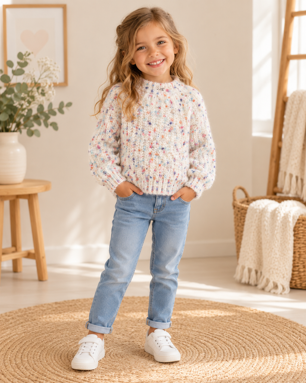 ONLY Kuschelpullover mit bunten Sprenkeln | Gr. 110/116