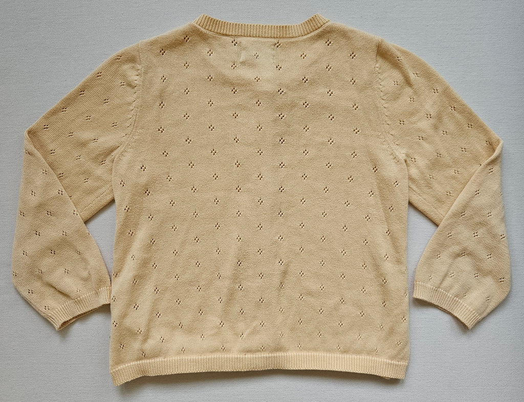 WHEAT Strickjacke – Zartgelb mit Lochstrickmuster | Gr. 104