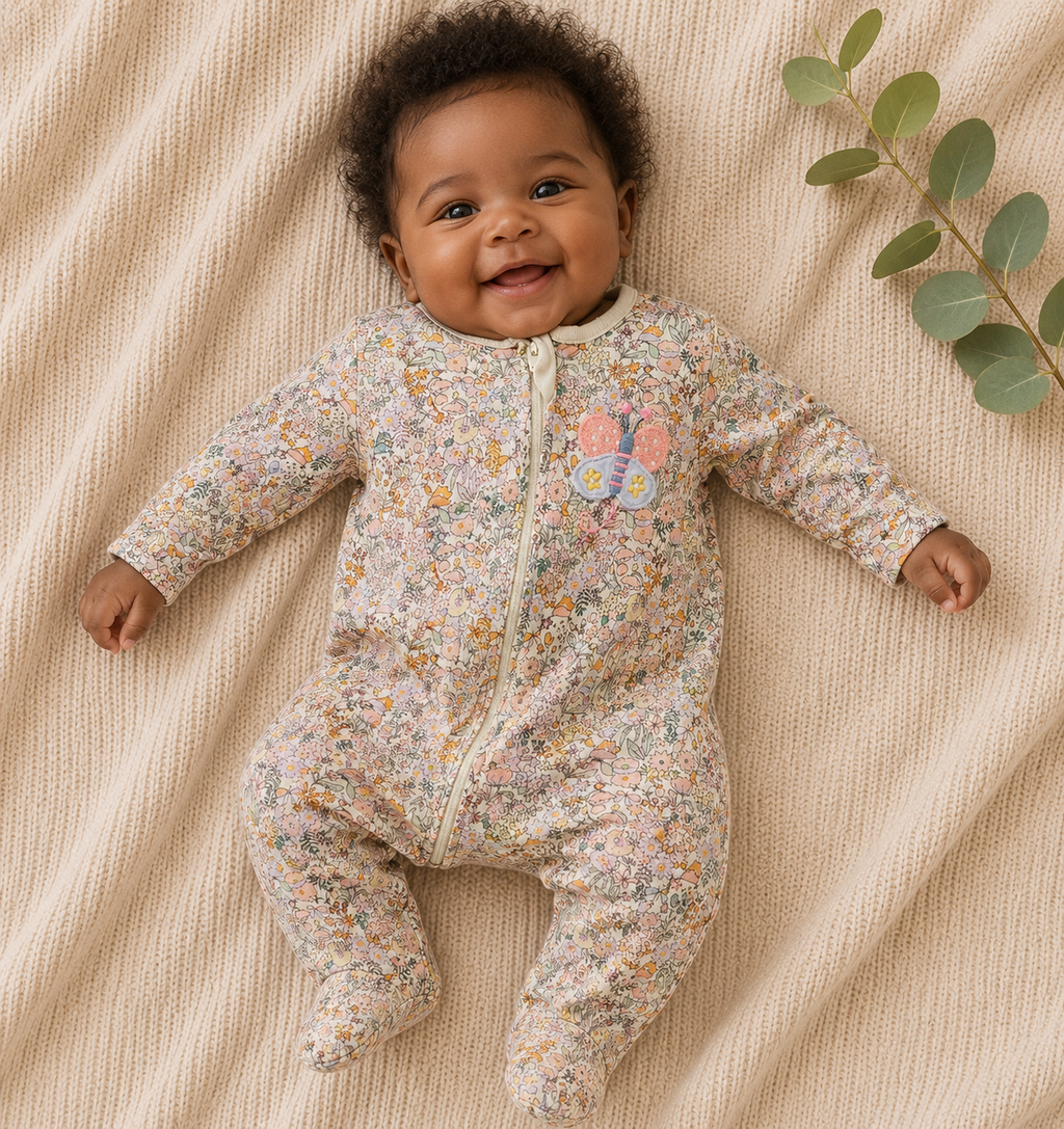 Next Baby Strampler mit Blumenprint & Schmetterlingsstickerei | Gr. 56