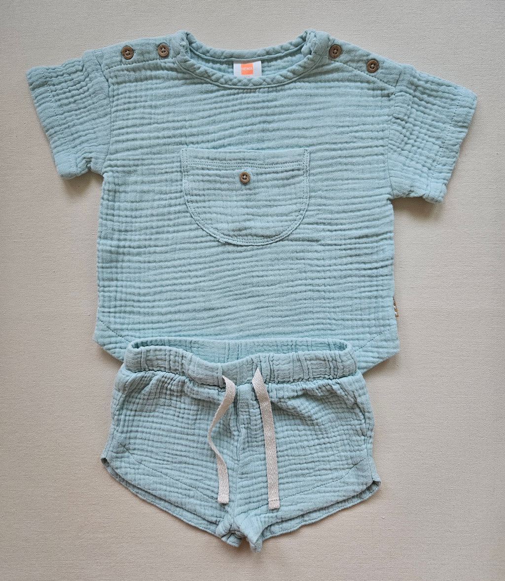 Hema Musselin-Set – Shirt & Shorts | Gr. 68