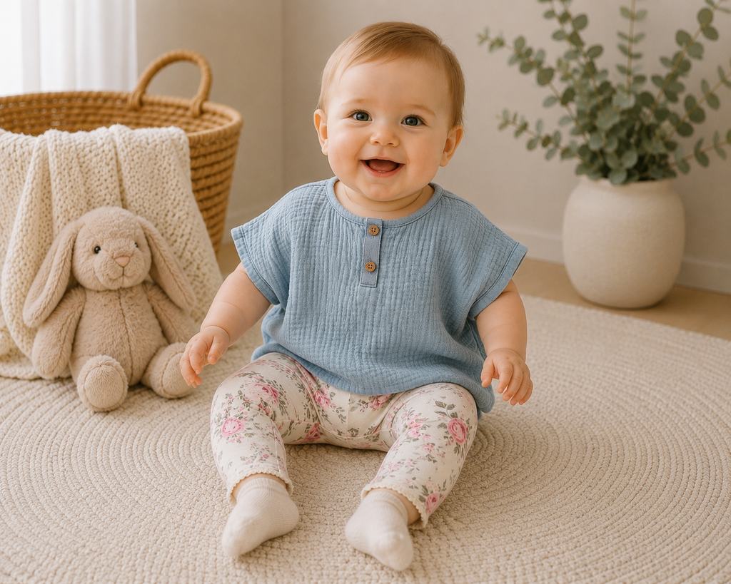 Next Outfit-Set mit Musselin-Oberteil & floraler Leggings 🌸 | Gr. 74