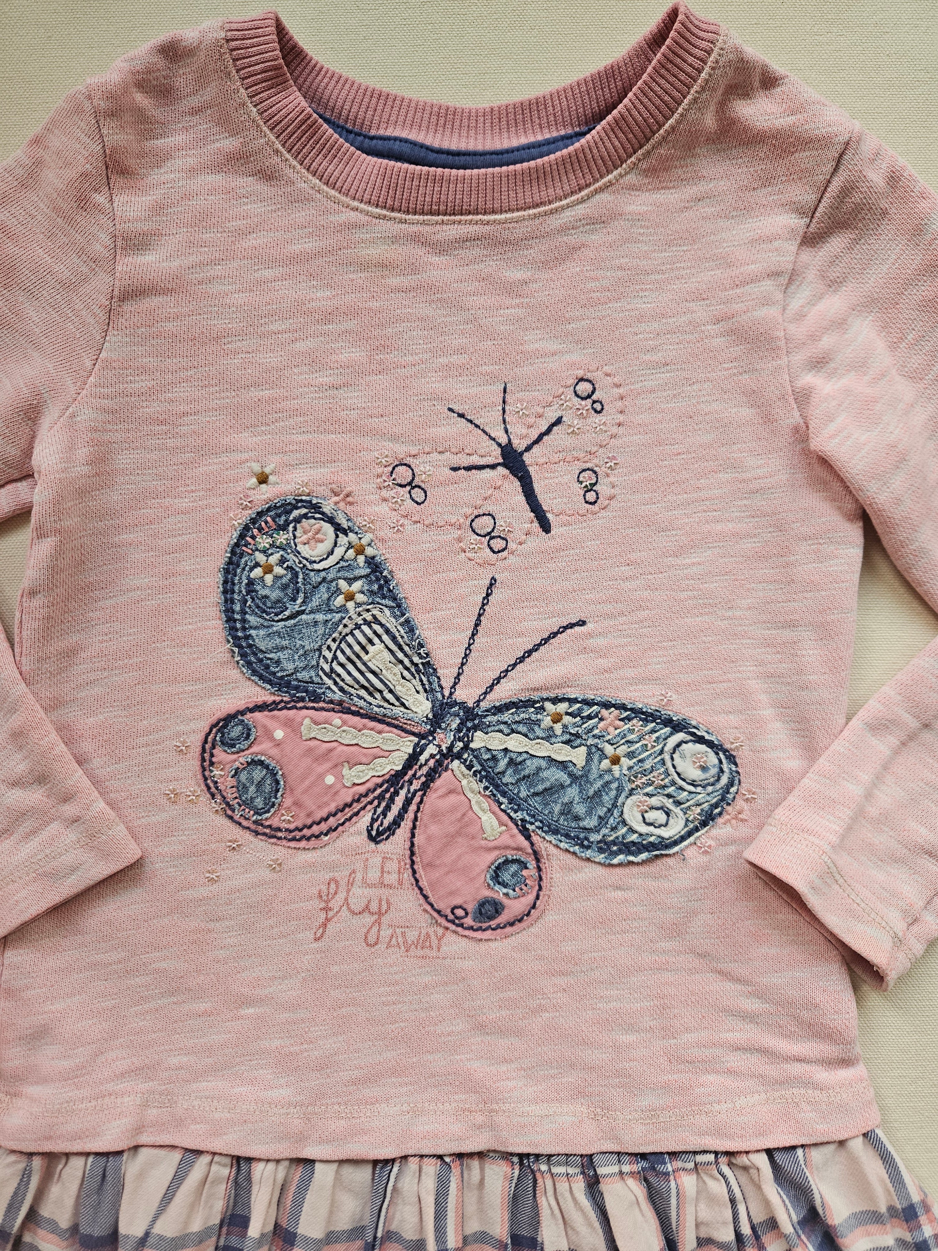 Next Tunika mit Schmetterlingsmotiv & kariertem Volant 🦋 | Gr. 104