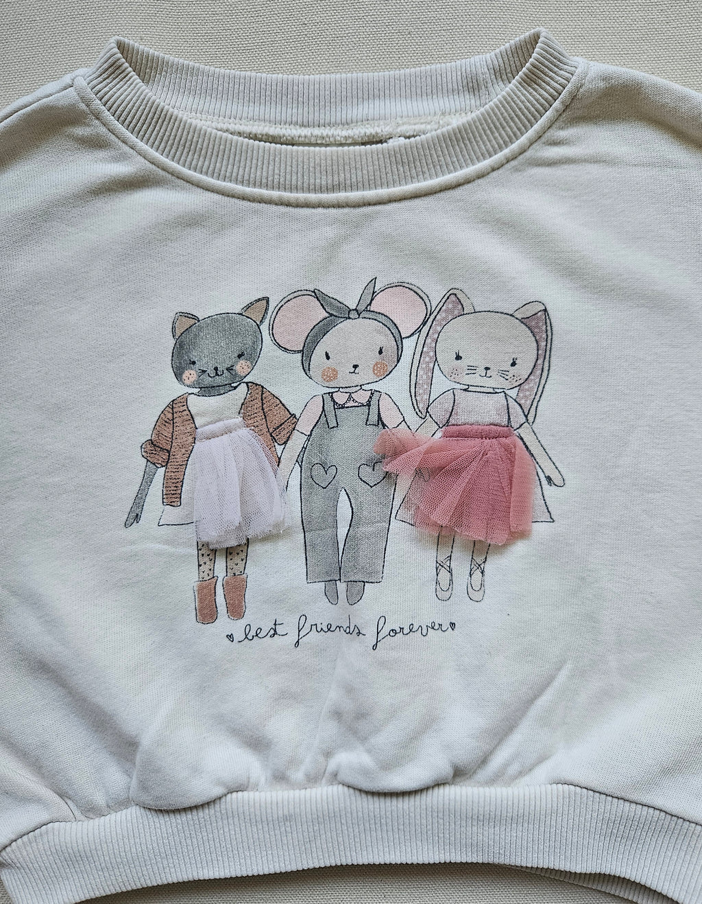 NEXT Sweatshirt „Best Friends Forever“ mit Tüll-Details 🐱🐭🐰 | Gr. 74