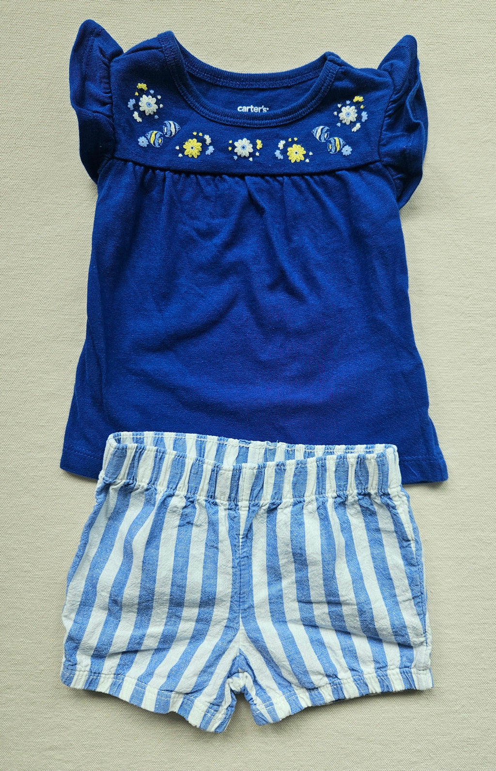 Carter's Sommer-Set mit gestreifter Leinen-Shorts | Gr. 62