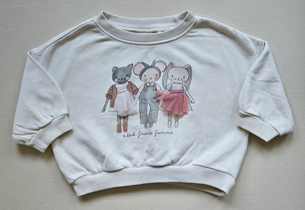 NEXT Sweatshirt „Best Friends Forever“ mit Tüll-Details 🐱🐭🐰 | Gr. 74