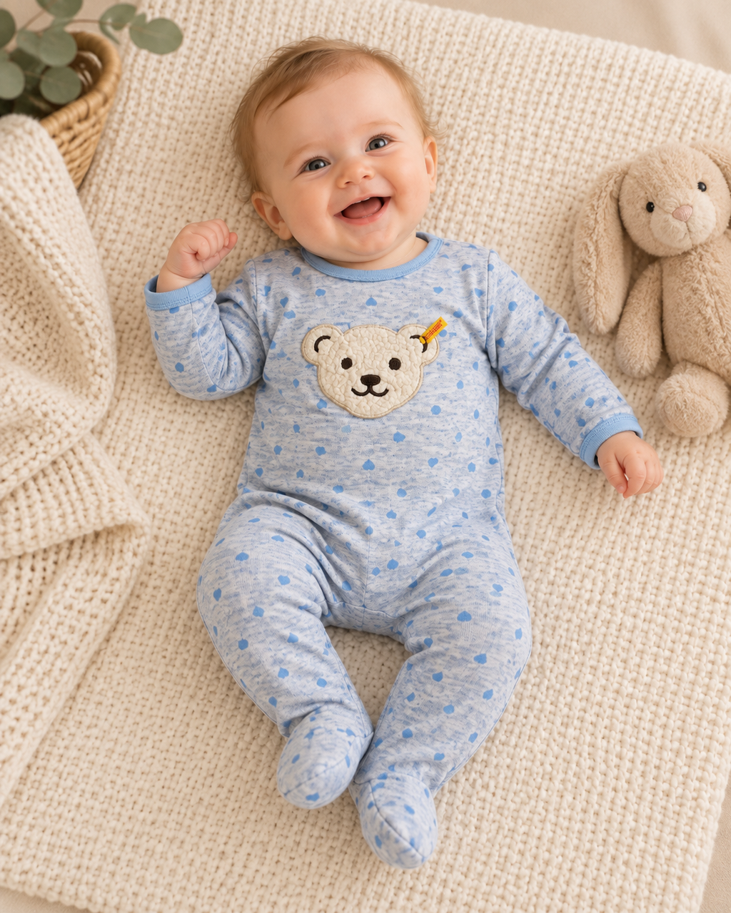 Steiff Baby-Strampler mit Teddy & Herzchen | Gr. 62